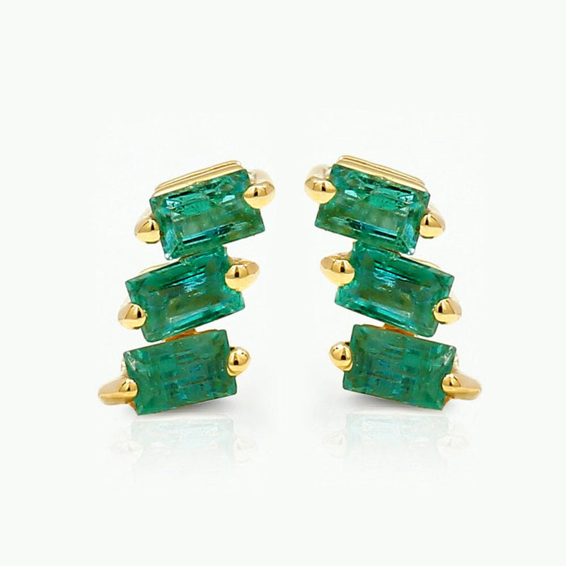 Emerald and yellow gold Jivane asymmetrical earrings