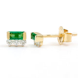 Earrings Prana baguette emerald and diamond