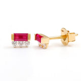 Prana Baguette ruby and diamond earrings with chip clasp