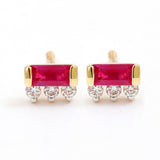 Prana Baguette ruby and diamond earrings