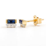 Prana Baguette sapphire and diamond earrings with butterfly clasp