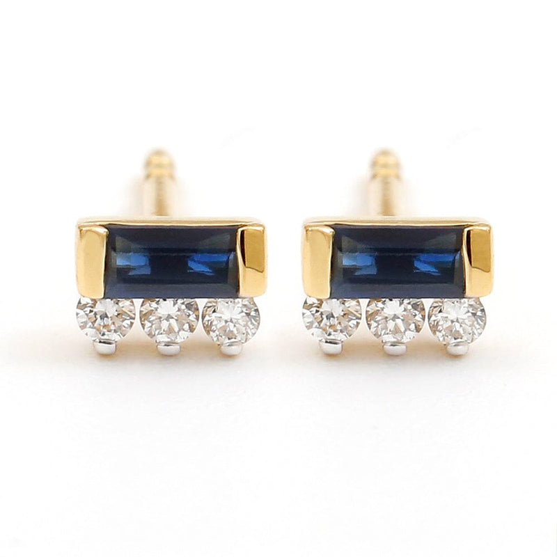 Prana Baguette sapphire and diamond earrings