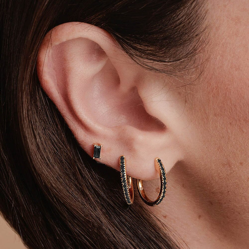 black diamond hoops and earrings