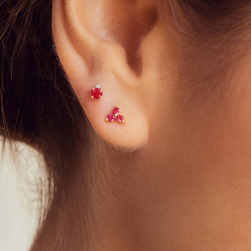 boucles d'oreilles en rubis en or vermeil