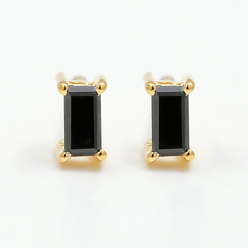 Black diamond baguette earrings
