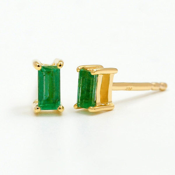 Shanti emerald baguette earrings