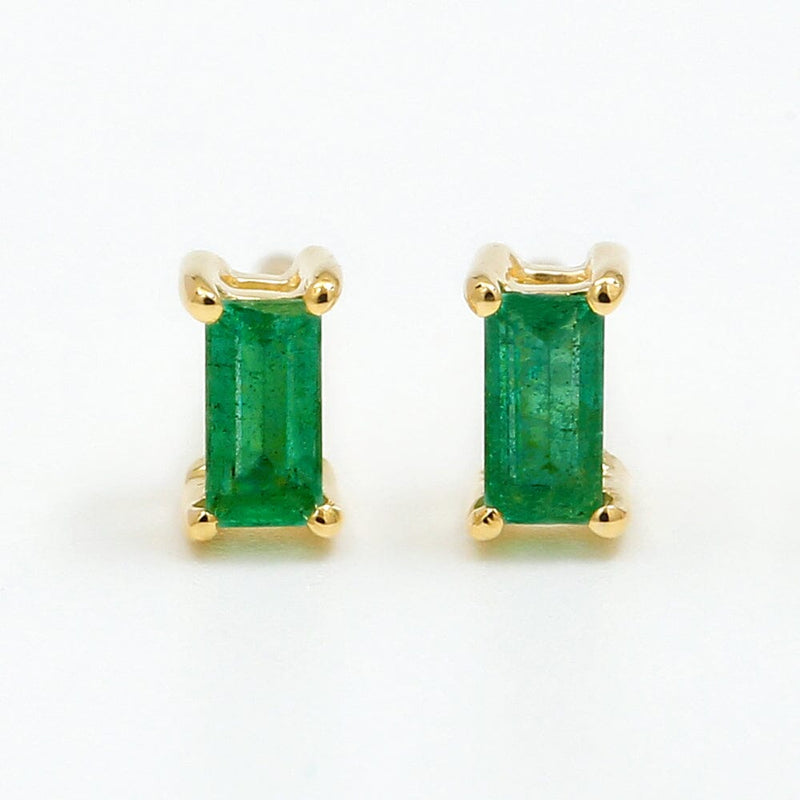Yellow gold Shanti emerald baguette earrings