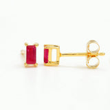 Shanti ruby gold baguette earrings