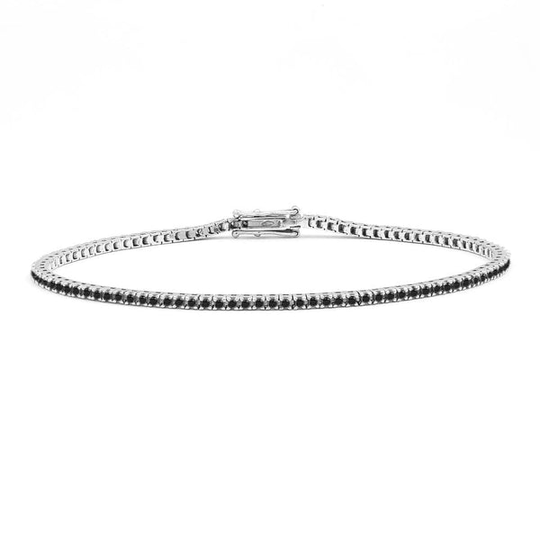 Bracelet tennis Ganga rivière en diamant noir et or blanc 18cts