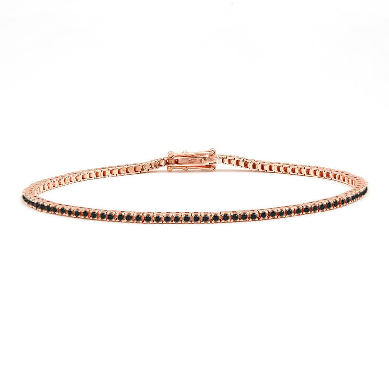 Tennis bracelet Ganga river in black diamond and rose gold 18cts