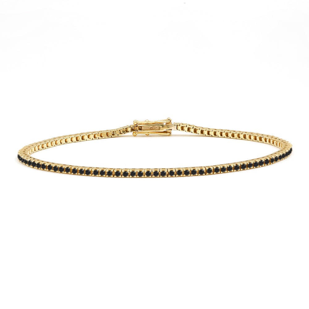 Tennis bracelet Ganga river in black diamond and yellow gold 18cts