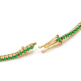 Bracelet tennis Ganga émeraude en or jaune 18cts avec double loquet de sécurité