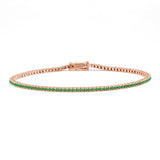 Tennis bracelet emerald river in rose gold 18cts