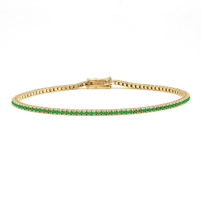 Tennis bracelet emerald river in yellow gold 18cts