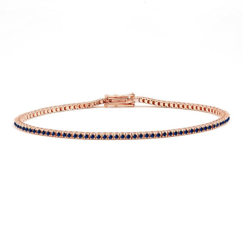 Sapphire and river tennis bracelet rose gold 18cts