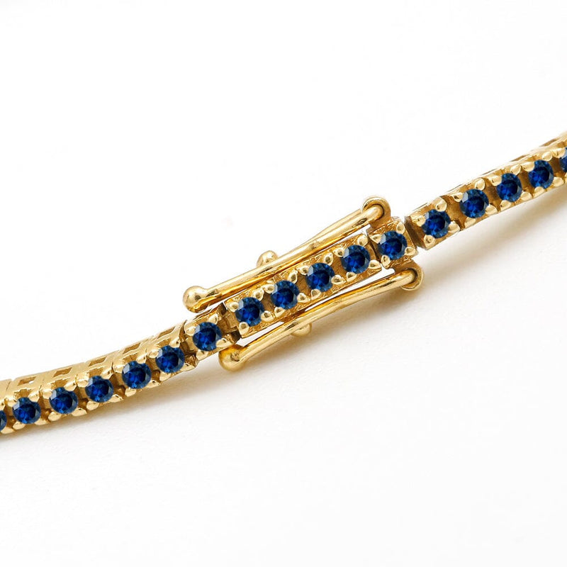 Sapphire tennis bracelet with double safety latch