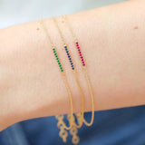 Minimalist bracelets with long Ujala gemstone bar