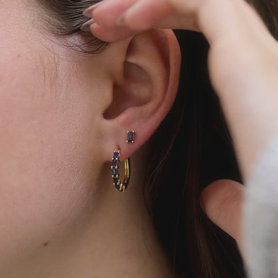 Pendientes de Aro Yatra Zafiro con pendientes de solitario Zafiro