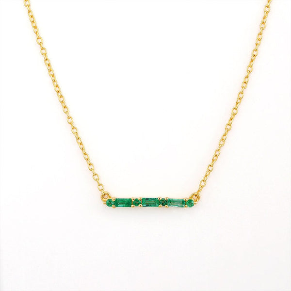 Necklace Bhagya emerald horizontal geometric baguette