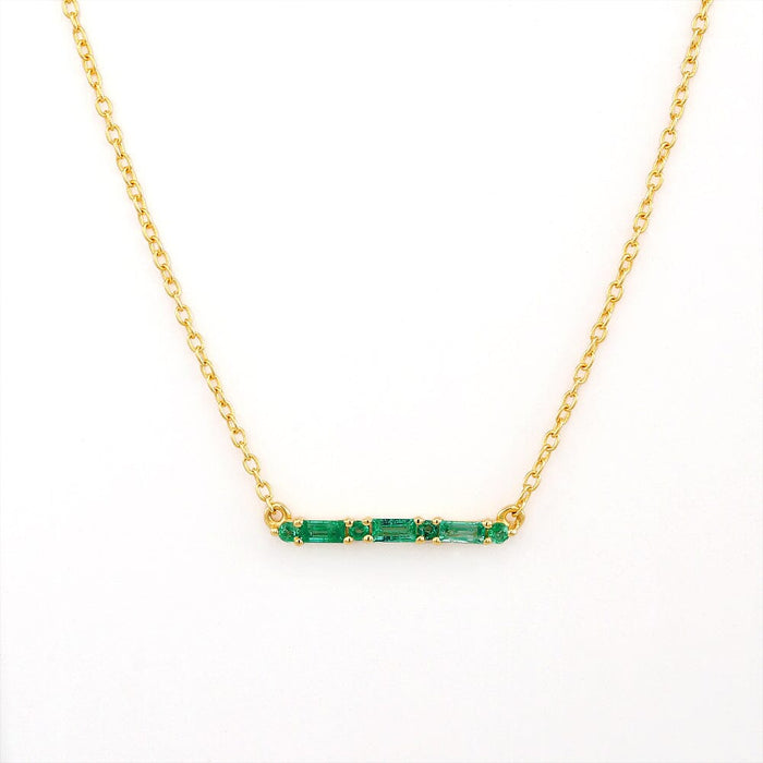 Necklace Bhagya emerald horizontal geometric baguette