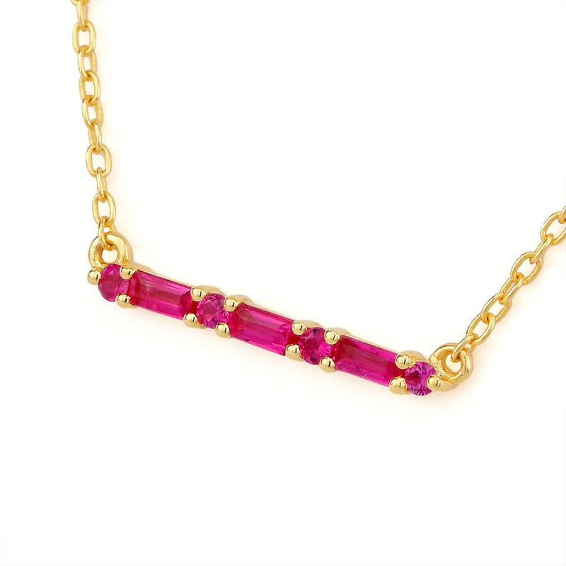 Necklace Bhagya ruby geometric baguette vermeil