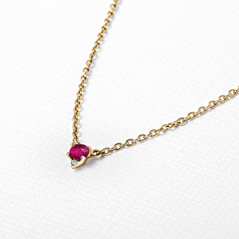 Gold vermeil ruby diamond necklace