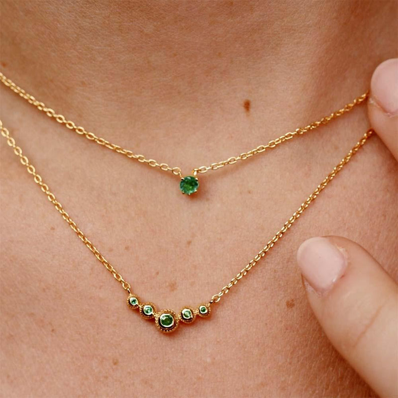 devi and nadi necklace in emerald and diamond in gold vermeil