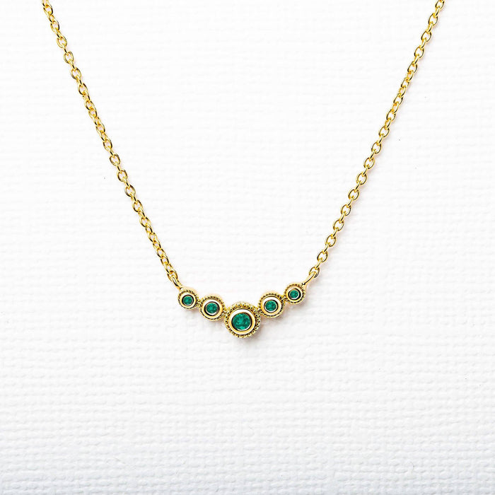 Fine necklace river of emeralds in vermeil