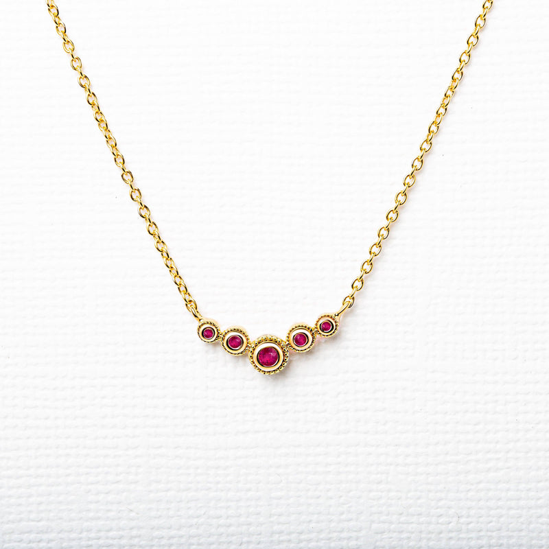 Fine necklace river of rubies in vermeil