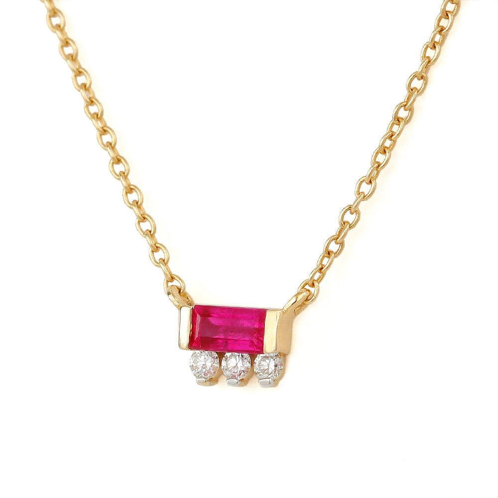 Collar baguette Prana en rubí y diamante y oro amarillo de 18 ct
