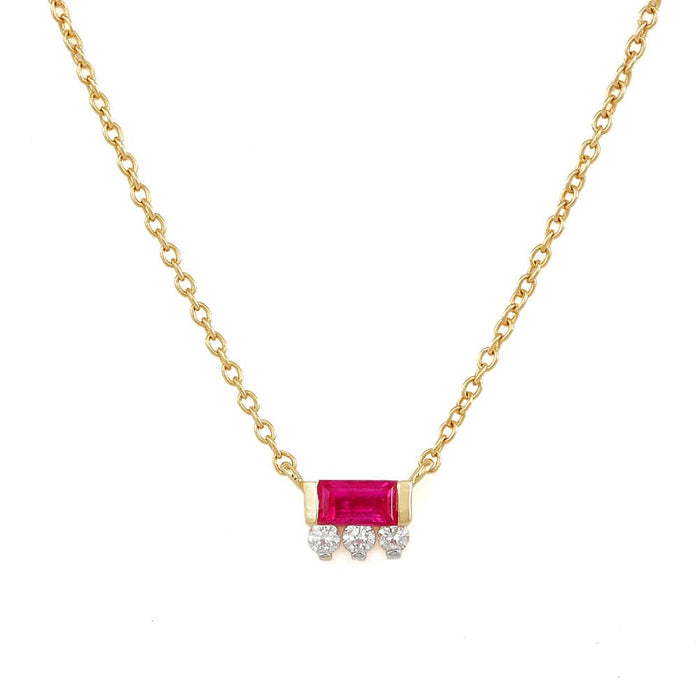 Ruby diamond and yellow gold Prana baguette necklace