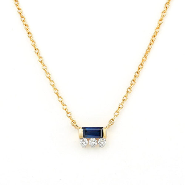 Prana diamond and sapphire necklace in yellow gold