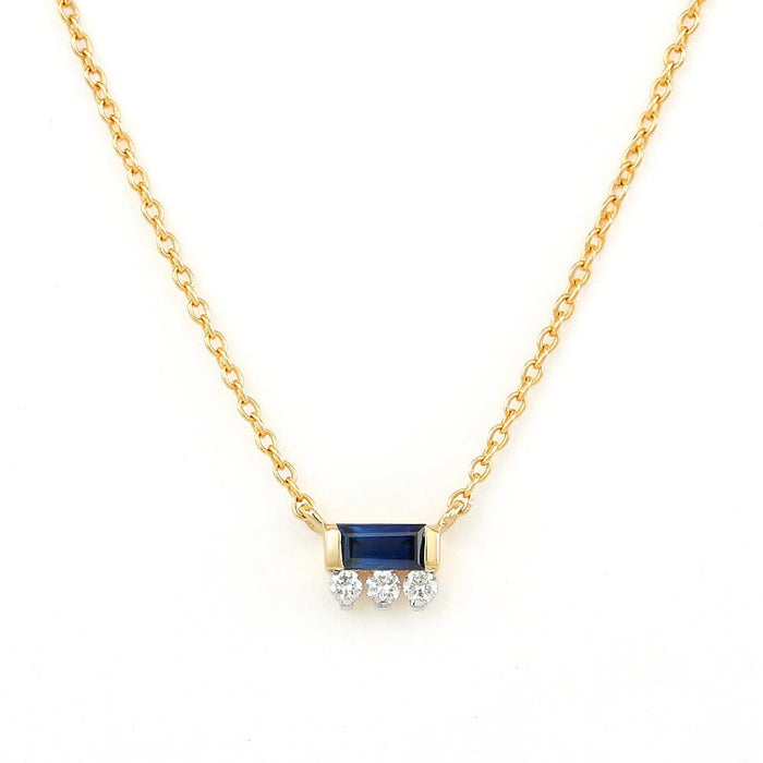 Prana diamond and sapphire necklace in yellow gold