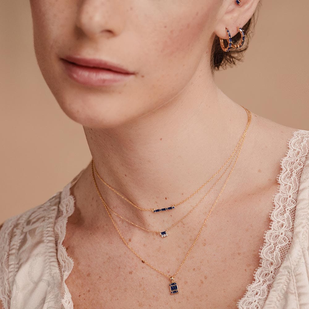 juego de collares baguette en Zafiro y diamantes