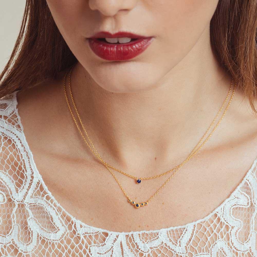collier devi et nadi en saphir et diamant en or vermeil