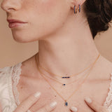 set of baguette necklaces in sapphire and diamond