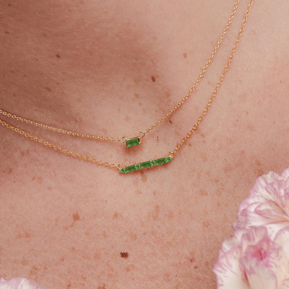 set of baguette cut emerald necklaces