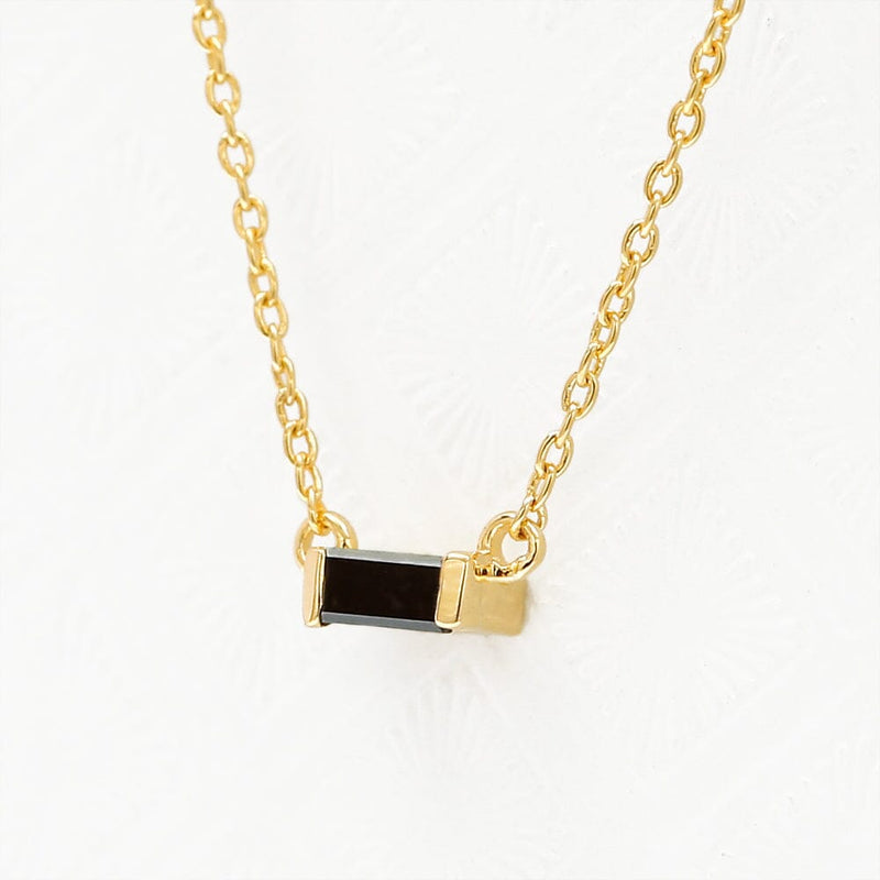 Shanti black diamond baguette necklace in yellow gold