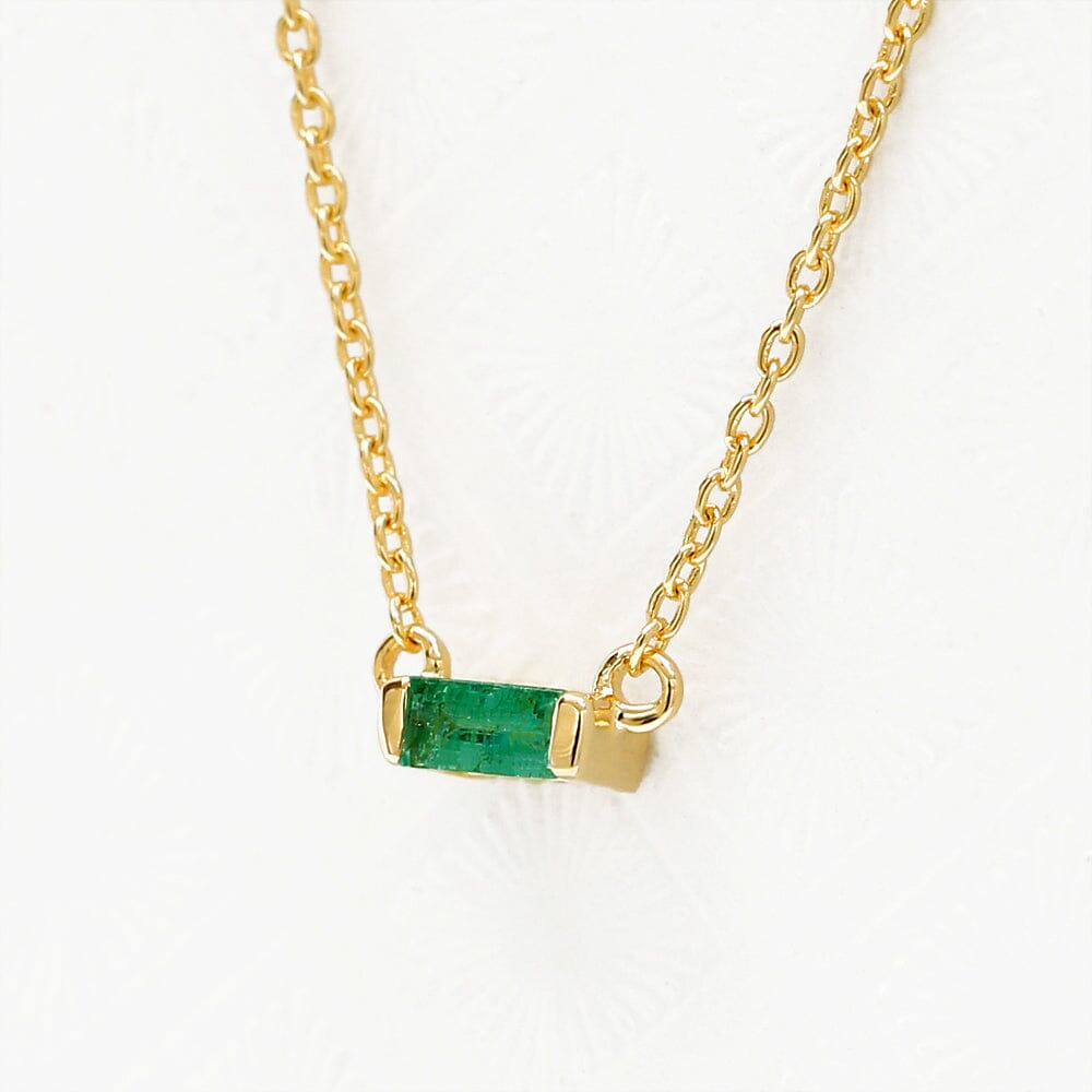 Shanti emerald baguette necklace in 18ct yellow gold