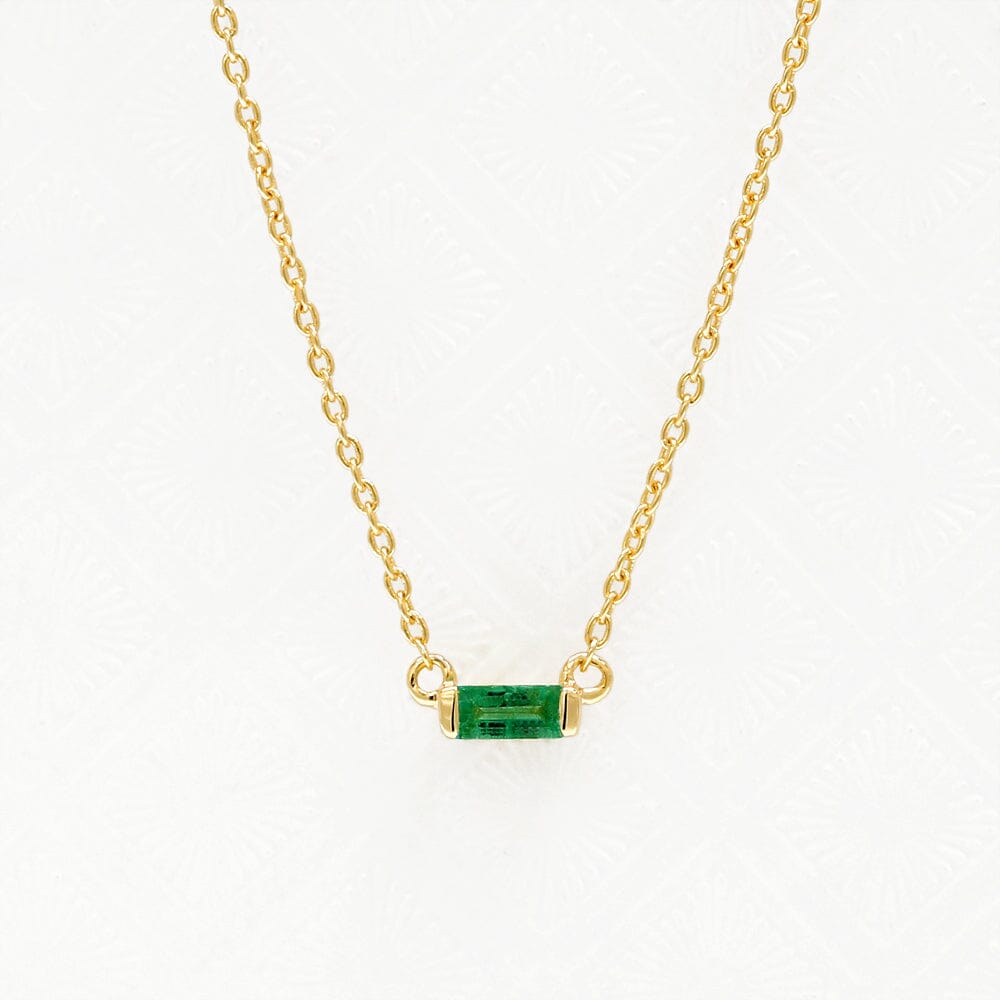 Shanti emerald baguette necklace in yellow gold