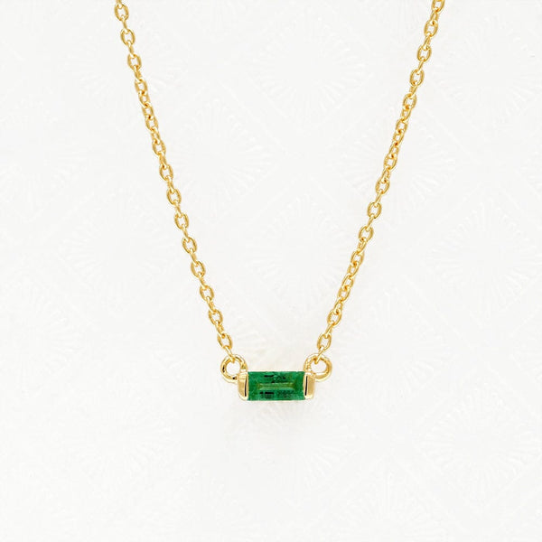 Shanti emerald baguette necklace in yellow gold