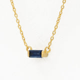 Shanti sapphire baguette necklace in yellow gold side view