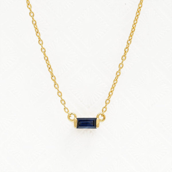 Shanti sapphire baguette necklace in yellow gold