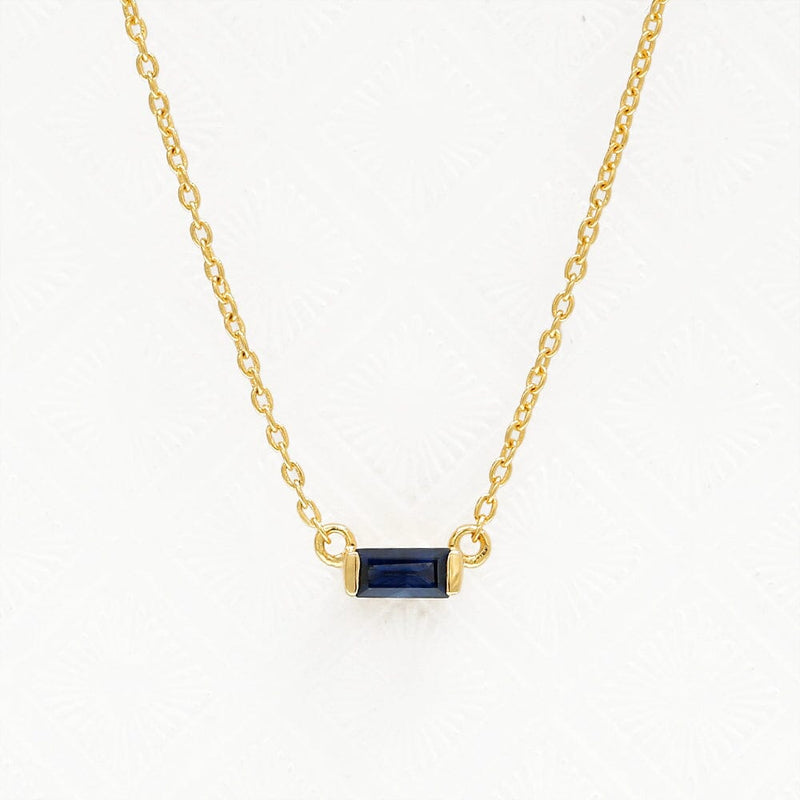 Shanti sapphire baguette necklace in yellow gold