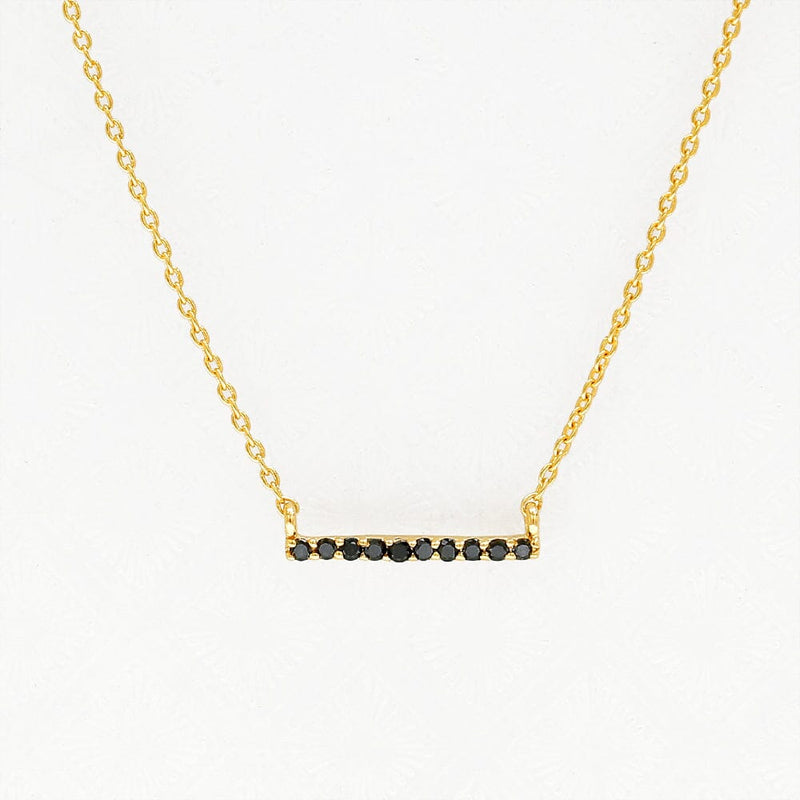 Ujala black diamond bar necklace in yellow gold