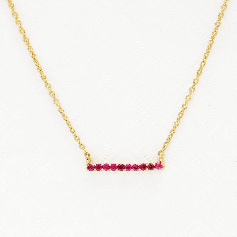 Ujala bar necklace in ruby and yellow gold