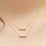 emerald and sapphire bar necklace