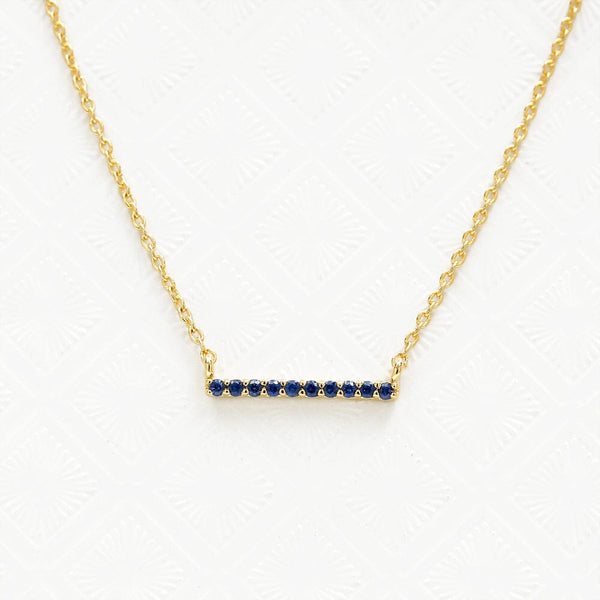 Sapphire and yellow gold Ujala bar necklace