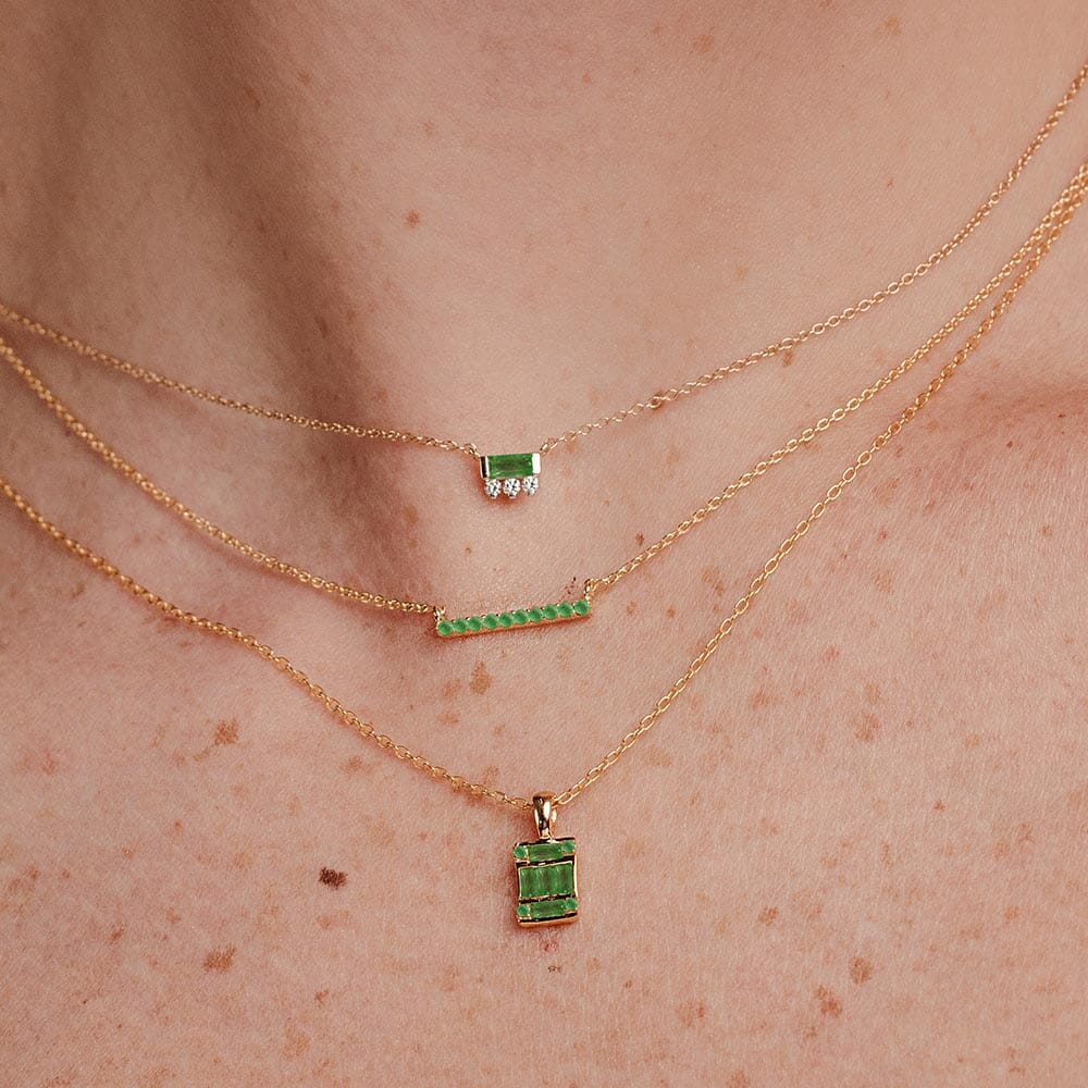 Set of fine emerald and diamond necklaces