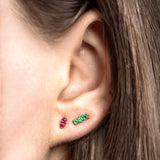 combinaison boucles d'oreilles en rubis et emeraudes